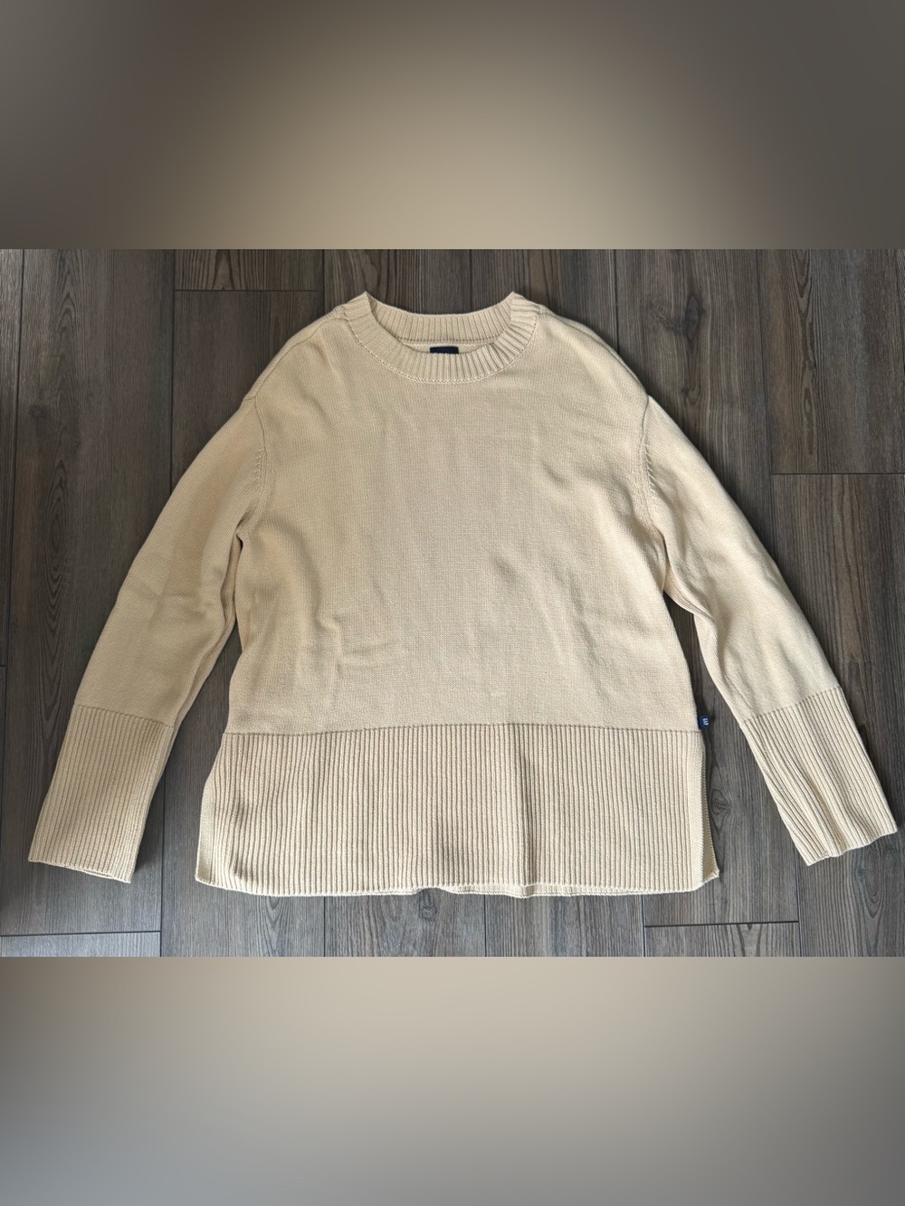 GAP Women's Cream Rib-Trim Crewneck Sweater
